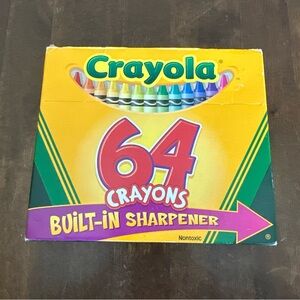 Vintage 2006 64 Crayola Crayons Built-In‎ Sharpener Box Busy Bees New